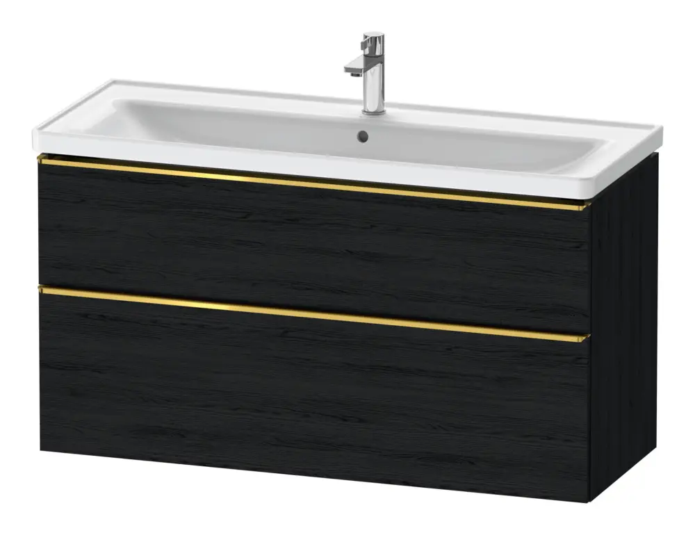 Duravit D-Neo Waschtischunterschrank mit 2 Auszügen Griff Gold Poliert 1184 x 625 x 452 mm - Eiche Schwarz Matt Mega-Angebot