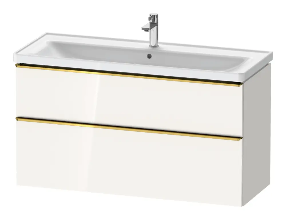 Duravit D-Neo Waschtischunterschrank mit 2 Auszügen Griff Gold Poliert 1184 x 625 x 452 mm - Weiß Hochglanz Geprüft