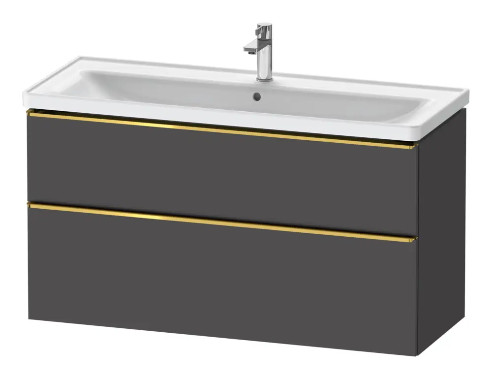 Duravit D-Neo Waschtischunterschrank mit 2 Auszügen Griff Gold Poliert 1184 x 625 x 452 mm - Graphit Matt Sonderaktion