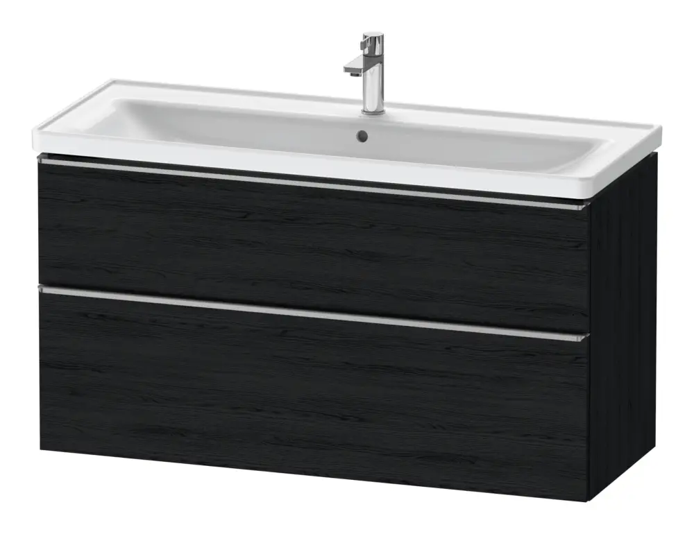 Duravit D-Neo Waschtischunterschrank mit 2 Auszügen Griff Edelstahl Gebürstet 1184 x 625 x 452 mm - Eiche Schwarz Matt Top-Seller
