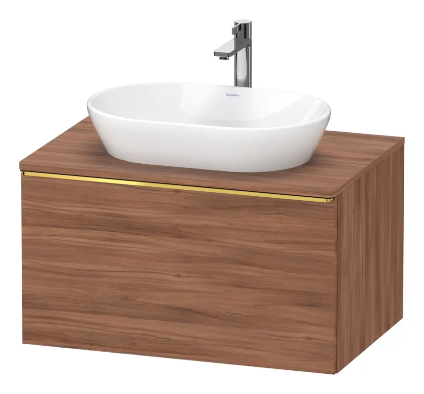 Saisonangebot Duravit D-Neo Konsolenwaschtischunterschrank mit 1 Auszug Griff Gold Poliert 800 x 459 x 550 mm - Nussbaum Matt