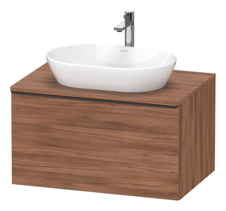 Ausverkauf Duravit D-Neo Konsolenwaschtischunterschrank mit 1 Auszug Griff Diamantschwarz Matt 800 x 459 x 550 mm - Nussbaum Matt