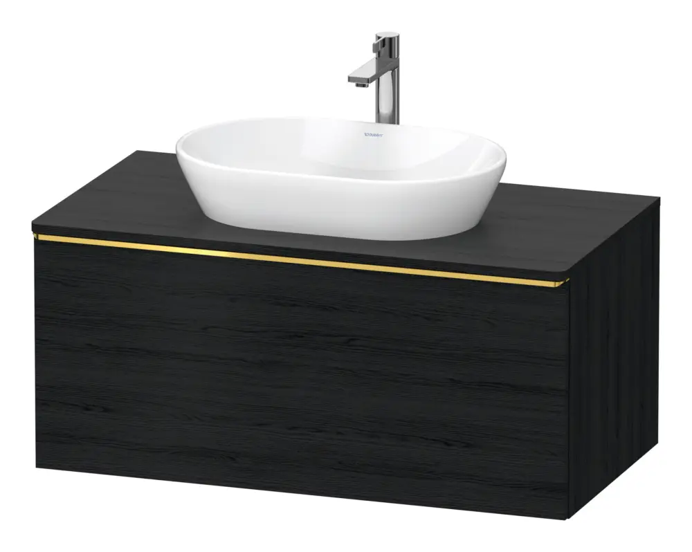 Meistverkauft Duravit D-Neo Konsolenwaschtischunterschrank mit 1 Auszug Griff Gold Poliert 1000 x 459 x 550 mm - Eiche Schwarz Matt