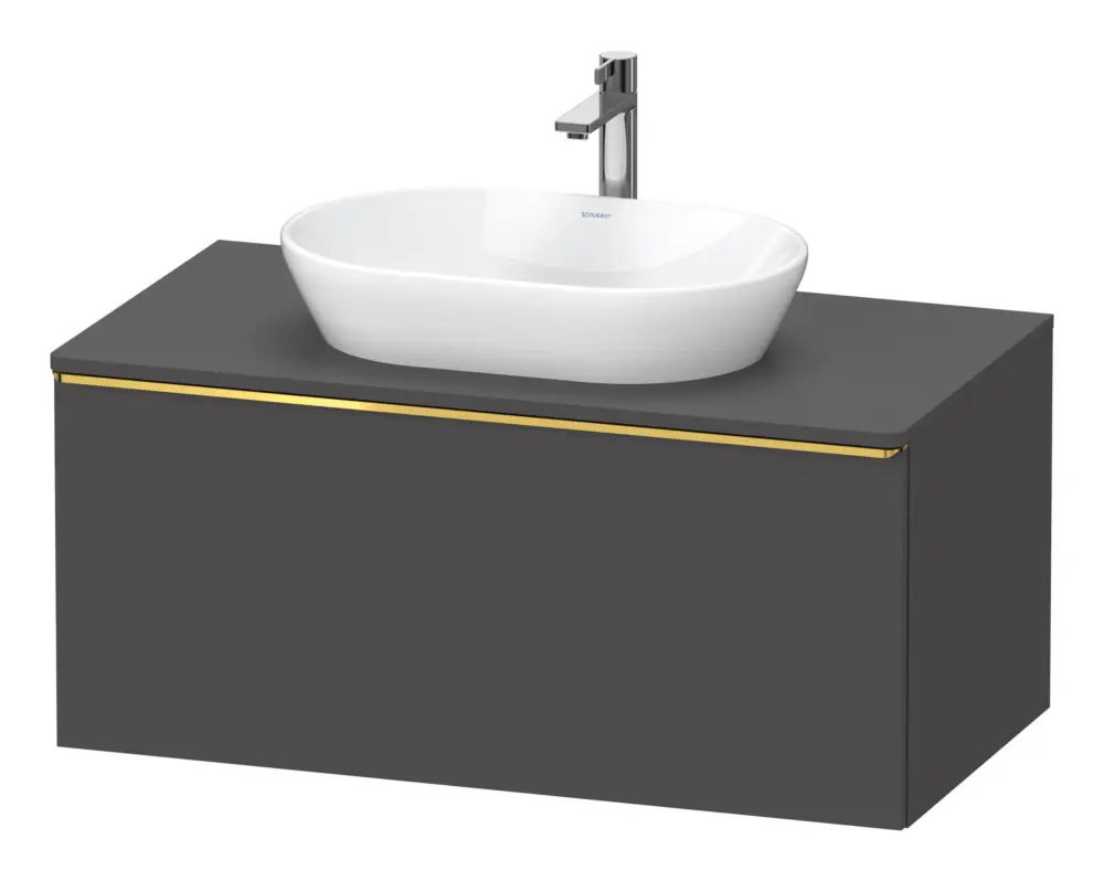 Günstig Duravit D-Neo Konsolenwaschtischunterschrank mit 1 Auszug Griff Gold Poliert 1000 x 459 x 550 mm - Graphit Matt