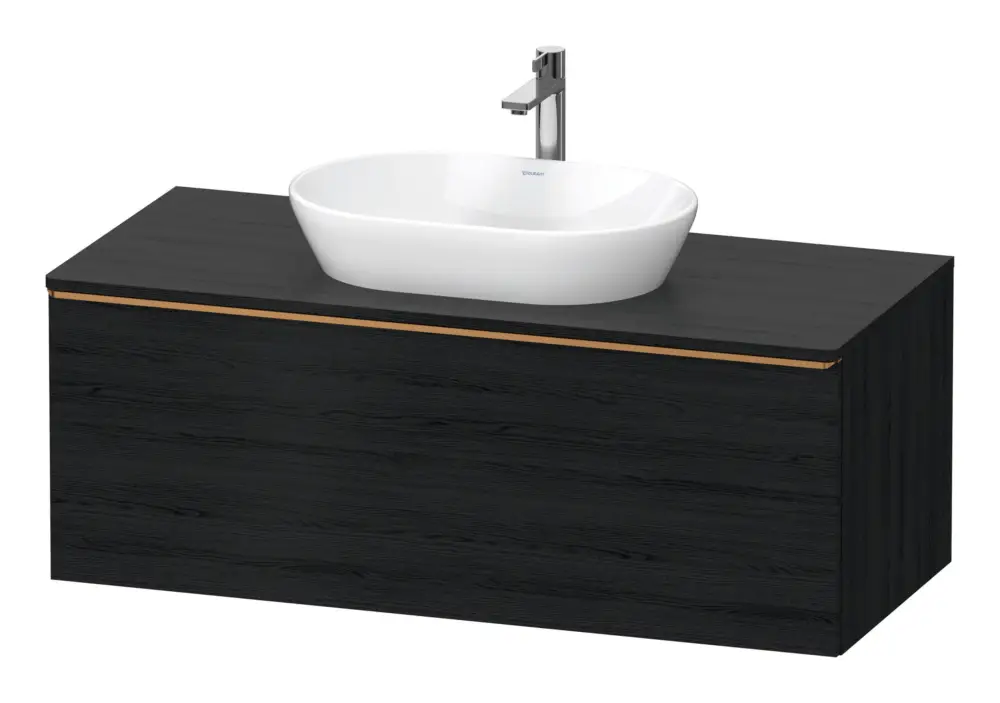 Duravit D-Neo Konsolenwaschtischunterschrank mit 1 Auszug Griff Bronze Gebürstet 1200 x 459 x 550 mm - Eiche Schwarz Matt Zertifiziert