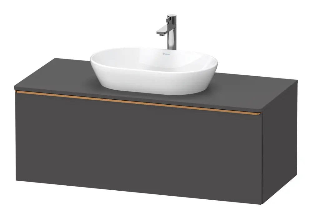Duravit D-Neo Konsolenwaschtischunterschrank mit 1 Auszug Griff Bronze Gebürstet 1200 x 459 x 550 mm - Graphit Matt Geprüft