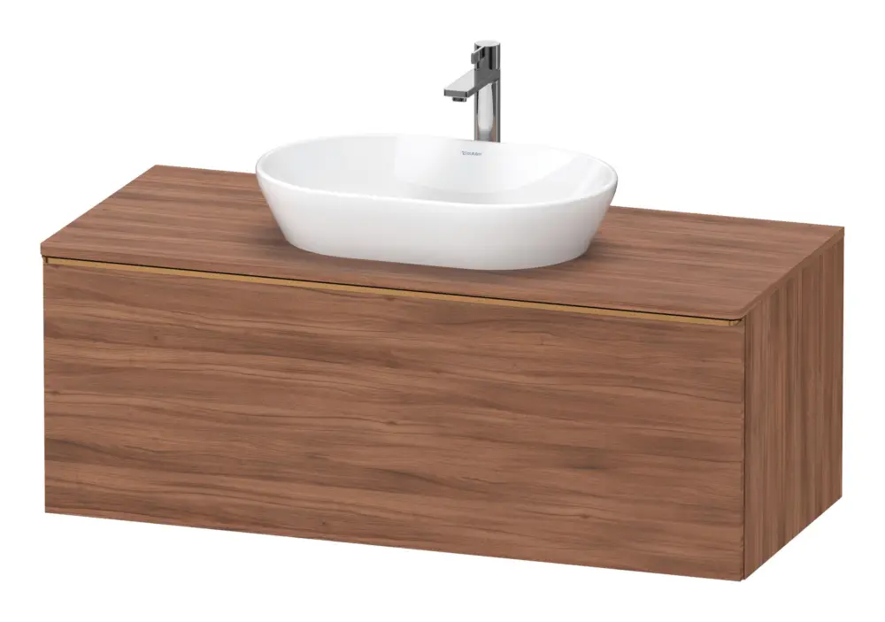 Nur Heute Duravit D-Neo Konsolenwaschtischunterschrank mit 1 Auszug Griff Bronze Gebürstet 1200 x 459 x 550 mm - Nussbaum Matt