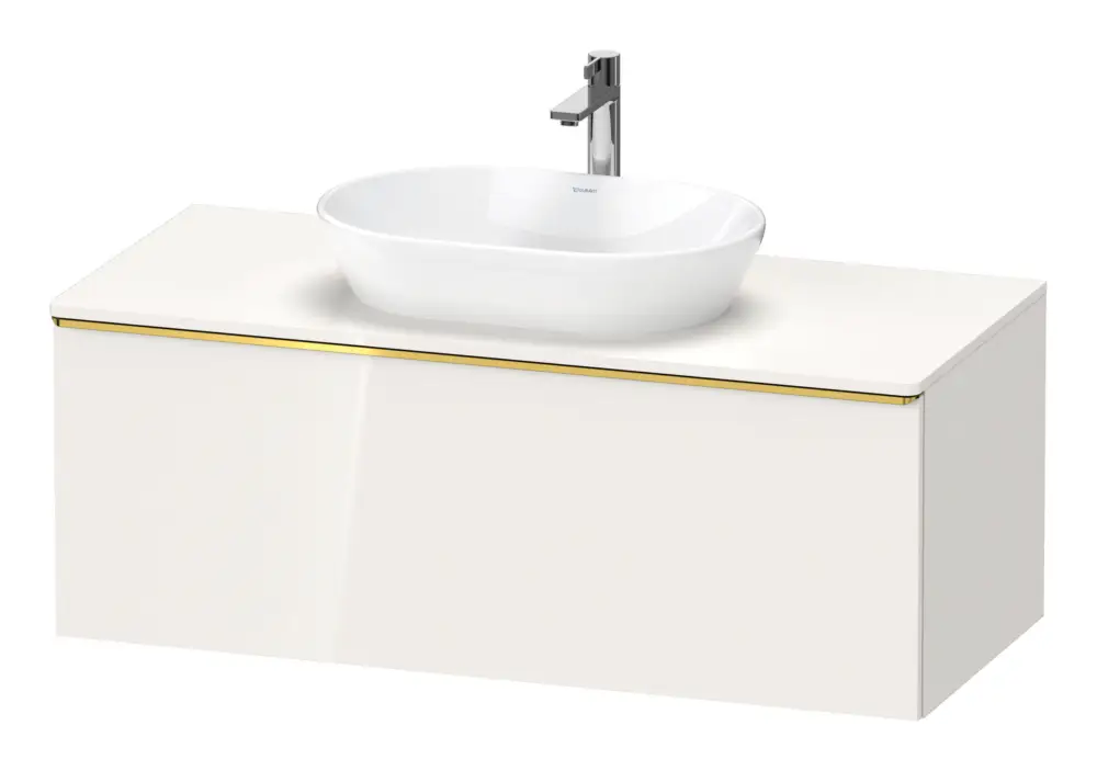 Duravit D-Neo Konsolenwaschtischunterschrank mit 1 Auszug Griff Gold Poliert 1200 x 459 x 550 mm - Weiß Hochglanz Geprüft