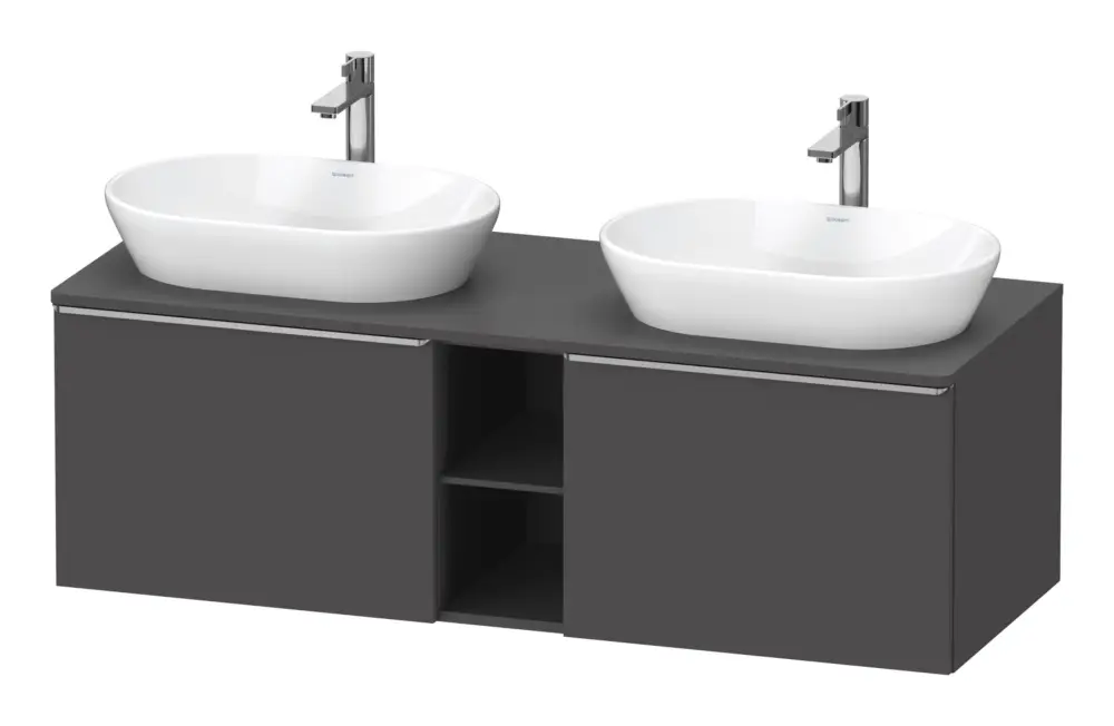 Duravit D-Neo Konsolenwaschtischunterschrank für 2 Becken mit 2 Auszügen und 2 Fächern Griff Edelstahl Gebürstet 1400 x 459 x 550 mm - Graphit Matt Direkt Vom Hersteller