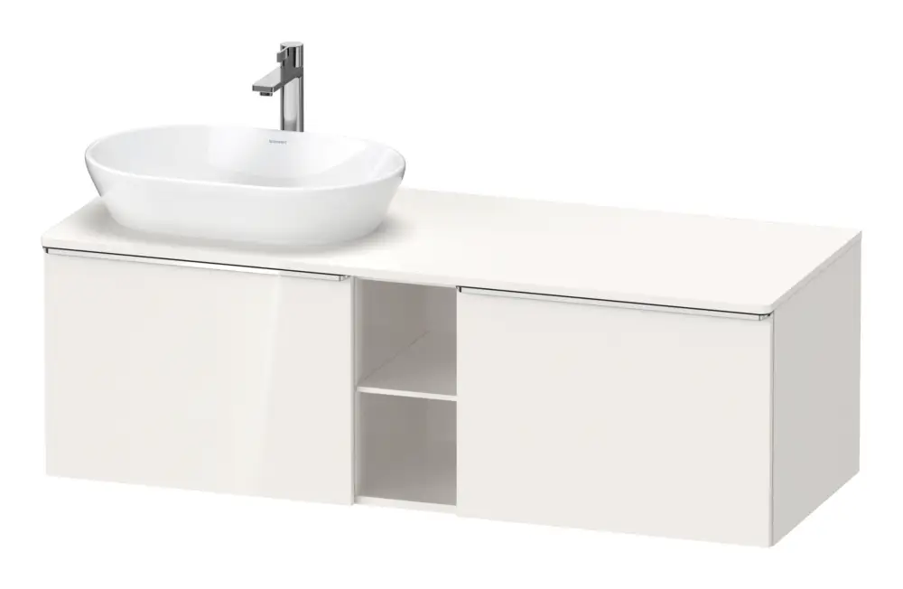 Duravit D-Neo Konsolenwaschtischunterschrank für Becken links mit 2 Auszügen und 2 Fächern Griff Chrom Hochglanz 1400 x 459 x 550 mm - Weiß Hochglanz Begrenztes Angebot