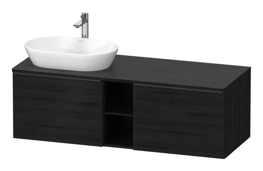 Preiswert Duravit D-Neo Konsolenwaschtischunterschrank für Becken links mit 2 Auszügen und 2 Fächern Griff Diamantschwarz Matt 1400 x 459 x 550 mm - Eiche Schwarz Matt