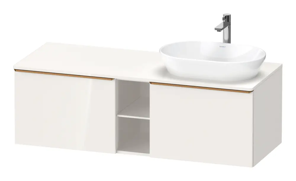 Duravit D-Neo Konsolenwaschtischunterschrank für Becken rechts mit 2 Auszügen und 2 Fächern Griff Bronze Gebürstet 1400 x 459 x 550 mm - Weiß Hochglanz Super-Preis