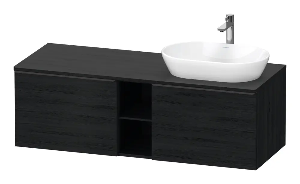 Preis Gesenkt Duravit D-Neo Konsolenwaschtischunterschrank für Becken rechts mit 2 Auszügen und 2 Fächern Griff Diamantschwarz Matt 1400 x 459 x 550 mm - Eiche Schwarz Matt