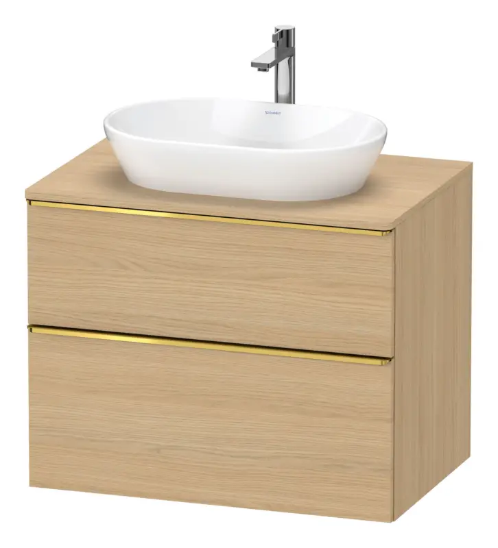 Solange Der Vorrat Reicht Duravit D-Neo Konsolenwaschtischunterschrank mit 2 Auszügen Griff Gold Poliert 800 x 644 x 550 mm - Eiche Natur Matt