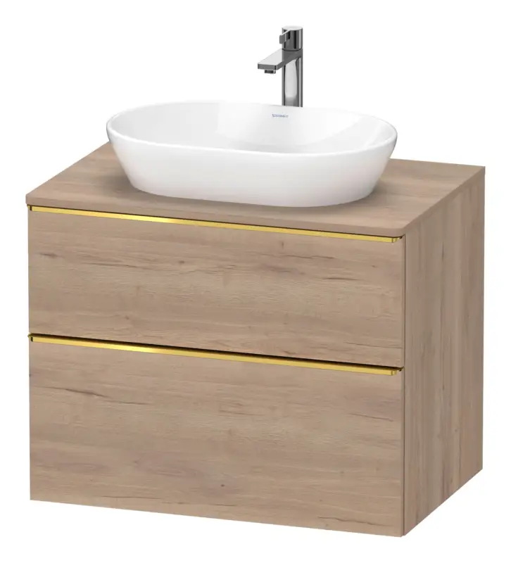Duravit D-Neo Konsolenwaschtischunterschrank mit 2 Auszügen Griff Gold Poliert 800 x 644 x 550 mm - Eiche Marmoriert Matt Direktkauf