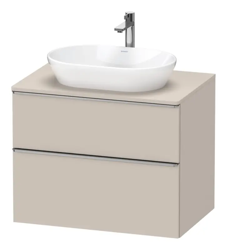 Must-Have Duravit D-Neo Konsolenwaschtischunterschrank mit 2 Auszügen Griff Edelstahl Gebürstet 800 x 644 x 550 mm - Taupe Matt