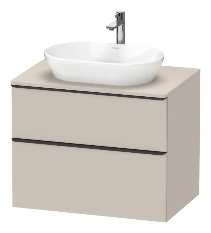 Direktkauf Duravit D-Neo Konsolenwaschtischunterschrank mit 2 Auszügen Griff Diamantschwarz Matt 800 x 644 x 550 mm - Taupe Matt