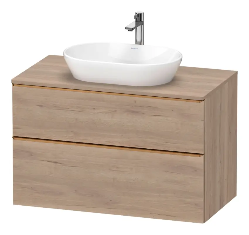 Letzte Chance Duravit D-Neo Konsolenwaschtischunterschrank mit 2 Auszügen Griff Bronze Gebürstet 1000 x 644 x 550 mm - Eiche Marmoriert Matt
