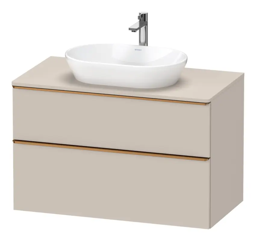 Abverkauf Duravit D-Neo Konsolenwaschtischunterschrank mit 2 Auszügen Griff Bronze Gebürstet 1000 x 644 x 550 mm - Taupe Matt