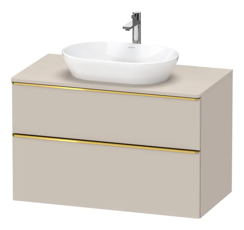 Duravit D-Neo Konsolenwaschtischunterschrank mit 2 Auszügen Griff Gold Poliert 1000 x 644 x 550 mm - Taupe Matt Neuheit