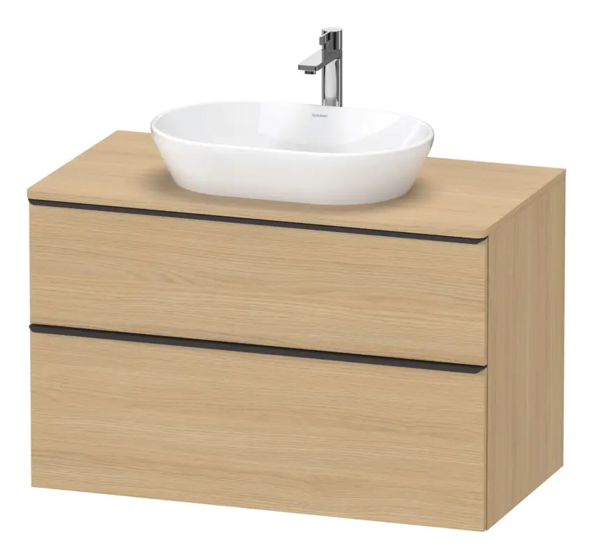 Neue Kollektion Duravit D-Neo Konsolenwaschtischunterschrank mit 2 Auszügen Griff Diamantschwarz Matt 1000 x 644 x 550 mm - Eiche Natur Matt
