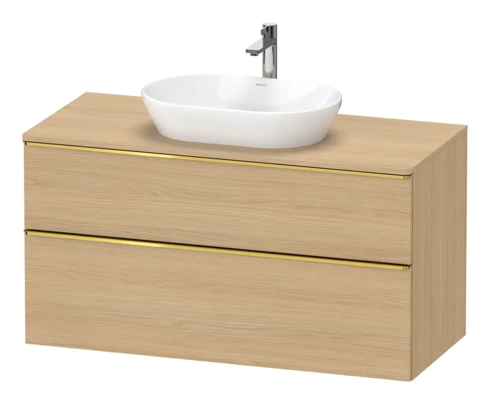 Meistverkauft Duravit D-Neo Konsolenwaschtischunterschrank mit 2 Auszügen Griff Gold Poliert 1200 x 644 x 550 mm - Eiche Natur Matt
