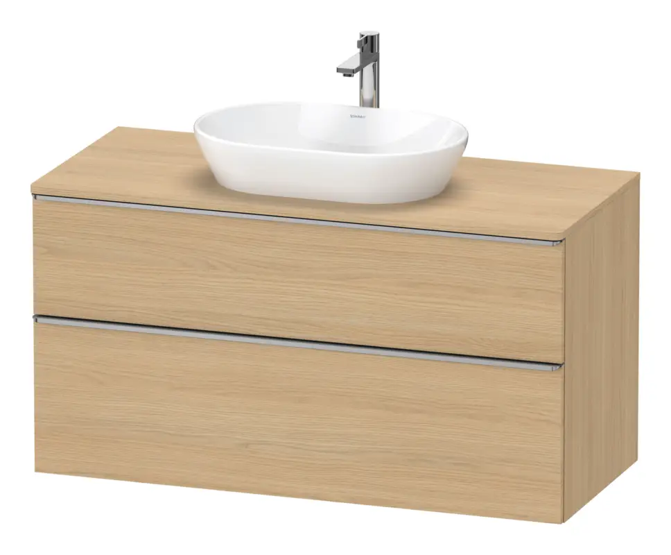Duravit D-Neo Konsolenwaschtischunterschrank mit 2 Auszügen Griff Edelstahl Gebürstet 1200 x 644 x 550 mm - Eiche Natur Matt Must-Have