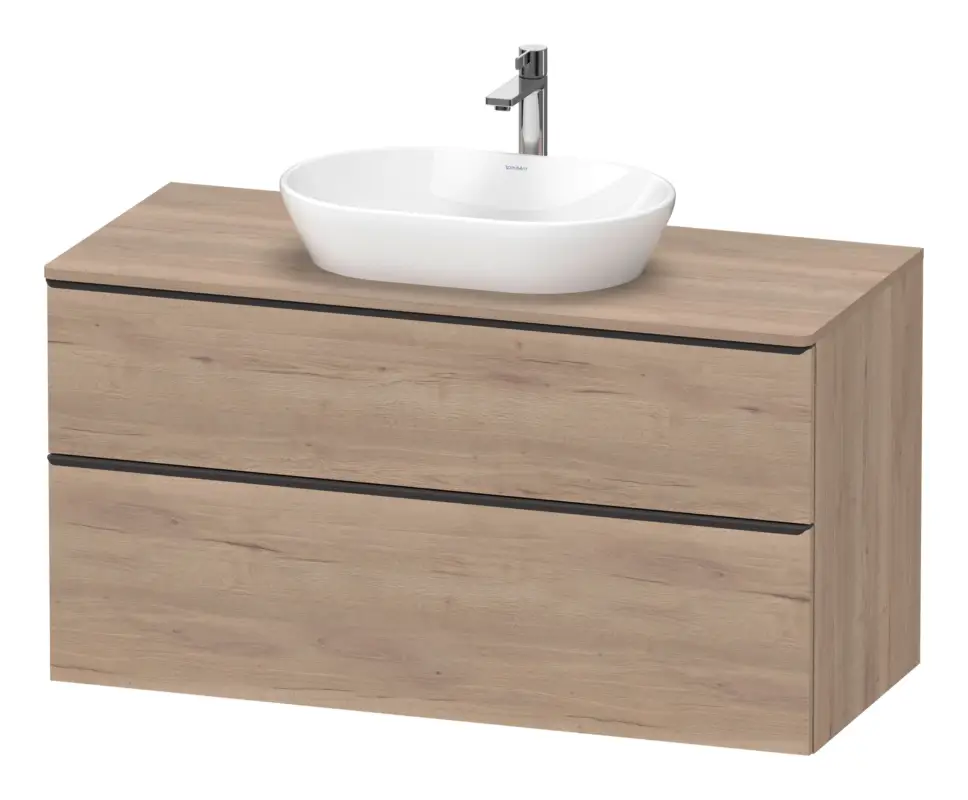 Garantierte Lieferung Duravit D-Neo Konsolenwaschtischunterschrank mit 2 Auszügen Griff Diamantschwarz Matt 1200 x 644 x 550 mm - Eiche Marmoriert Matt