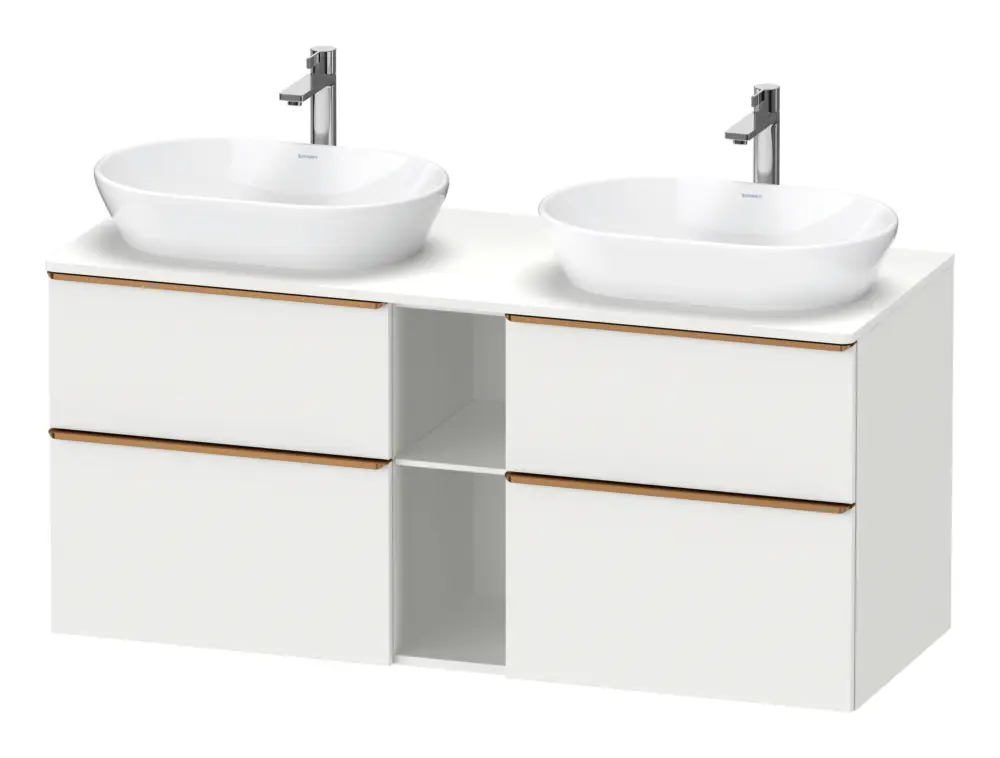 Sonderangebot Duravit D-Neo Konsolenwaschtischunterschrank für 2 Becken mit 4 Auszügen und 2 Fächern Griff Bronze Gebürstet 1400 x 644 x 550 mm - Weiß Matt
