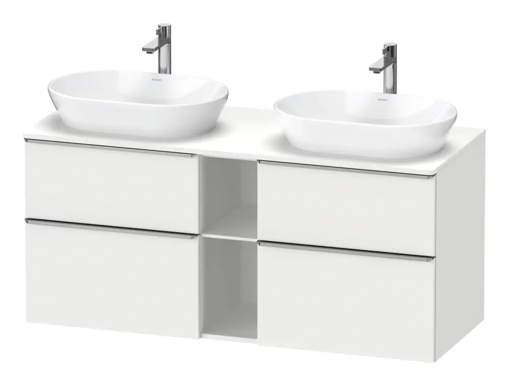Sonderangebot Duravit D-Neo Konsolenwaschtischunterschrank für 2 Becken mit 4 Auszügen und 2 Fächern Griff Edelstahl Gebürstet 1400 x 644 x 550 mm - Weiß Matt