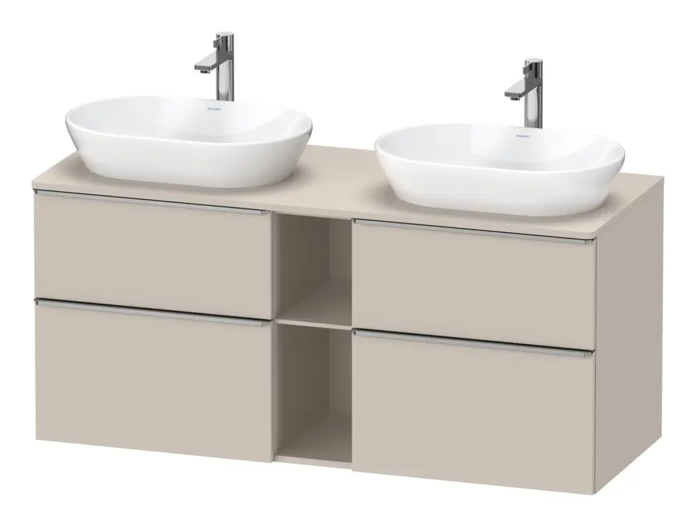 Duravit D-Neo Konsolenwaschtischunterschrank für 2 Becken mit 4 Auszügen und 2 Fächern Griff Edelstahl Gebürstet 1400 x 644 x 550 mm - Taupe Matt Solange Der Vorrat Reicht