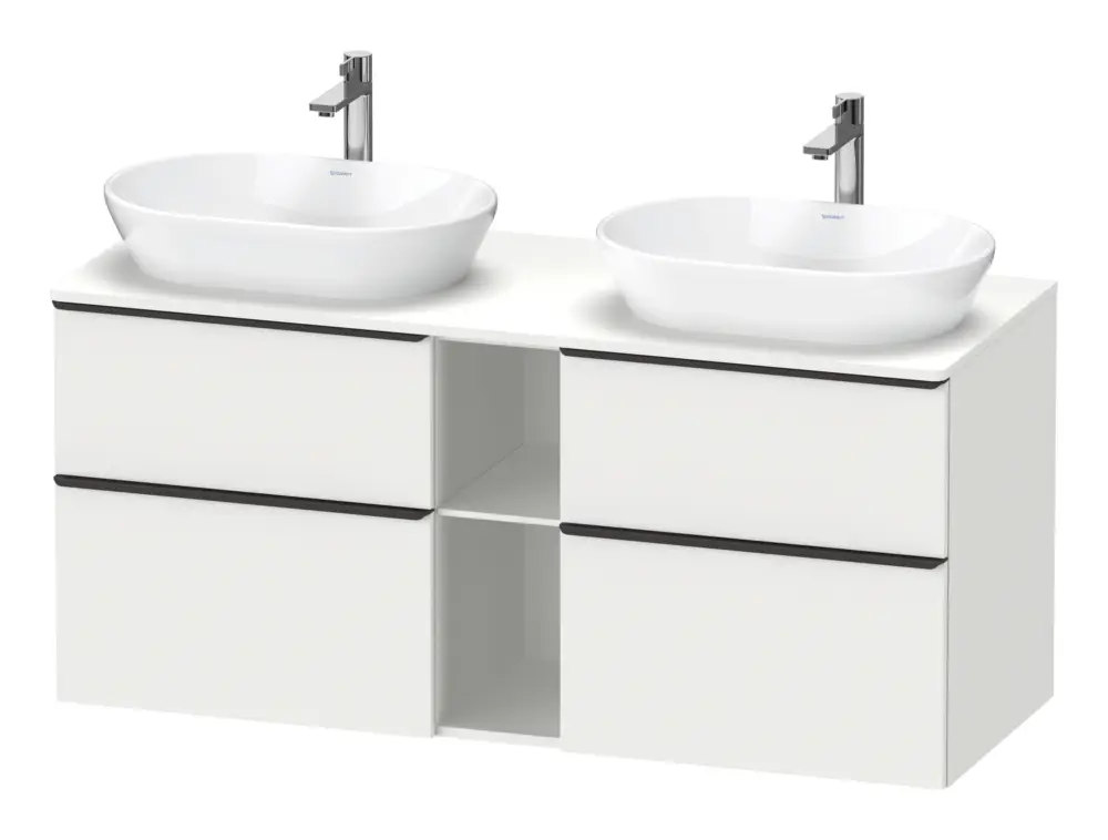 Duravit D-Neo Konsolenwaschtischunterschrank für 2 Becken mit 4 Auszügen und 2 Fächern Griff Diamantschwarz Matt 1400 x 644 x 550 mm - Weiß Matt Preiswert