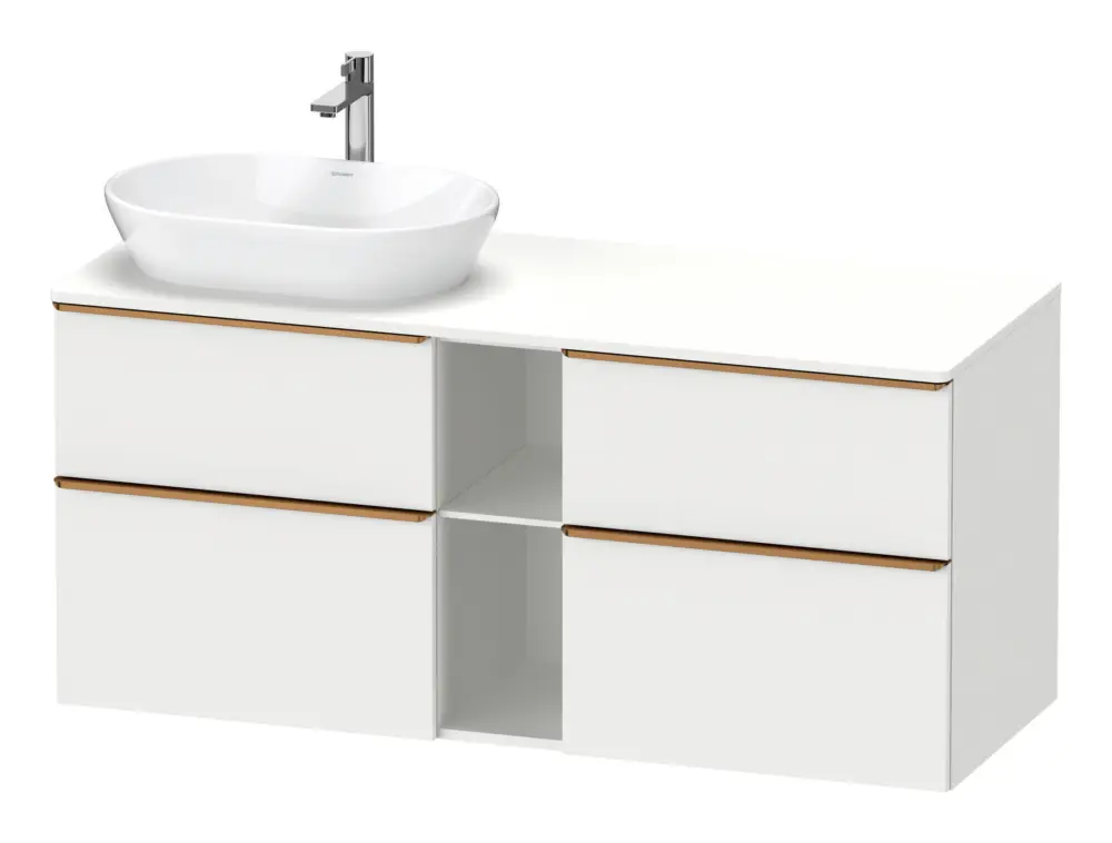 Preiswert Duravit D-Neo Konsolenwaschtischunterschrank für Becken links mit 4 Auszügen und 2 Fächern Griff Bronze Gebürstet 1400 x 644 x 550 mm - Weiß Matt