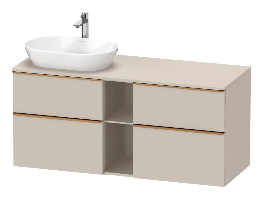 Angebot Duravit D-Neo Konsolenwaschtischunterschrank für Becken links mit 4 Auszügen und 2 Fächern Griff Bronze Gebürstet 1400 x 644 x 550 mm - Taupe Matt