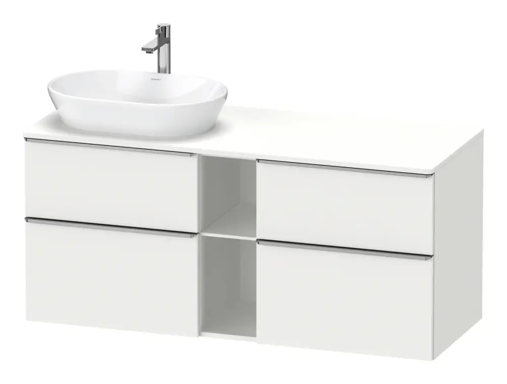 Duravit D-Neo Konsolenwaschtischunterschrank für Becken links mit 4 Auszügen und 2 Fächern Griff Edelstahl Gebürstet 1400 x 644 x 550 mm - Weiß Matt Nur Heute
