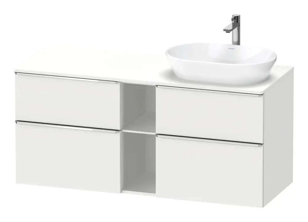 Duravit D-Neo Konsolenwaschtischunterschrank für Becken rechts mit 4 Auszügen und 2 Fächern Griff Chrom Hochglanz 1400 x 644 x 550 mm - Weiß Matt Neu Im Sortiment