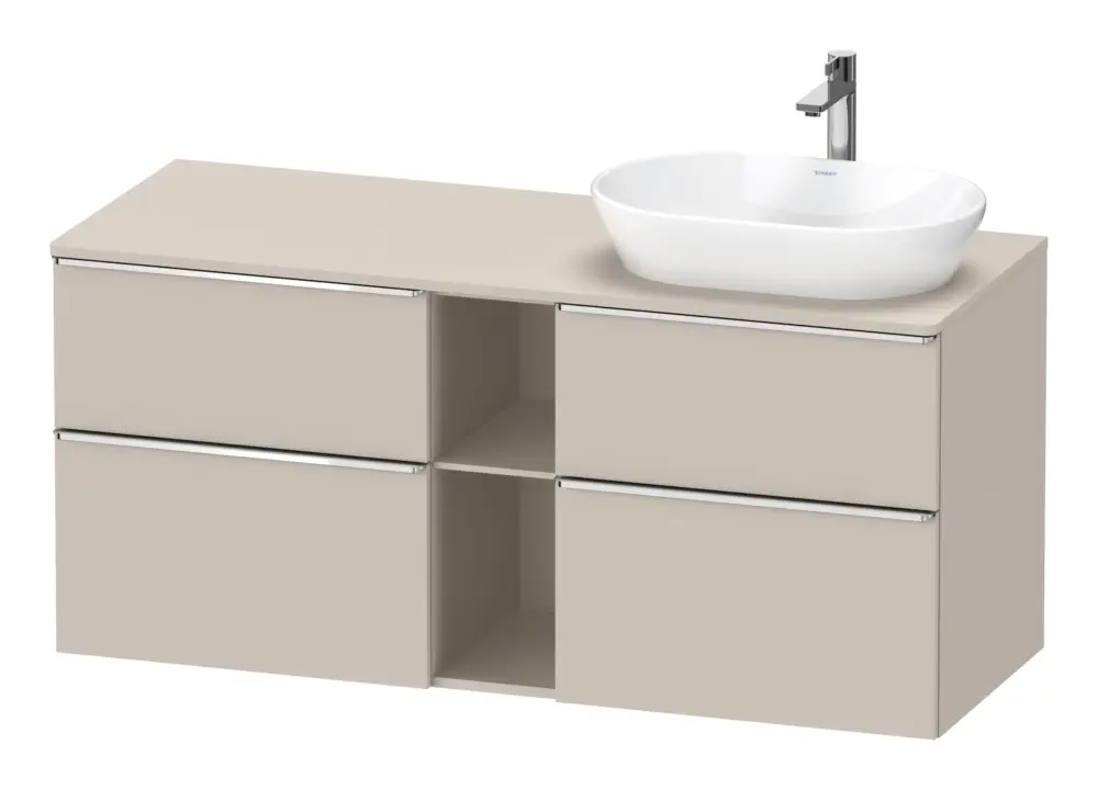 Beliebt Duravit D-Neo Konsolenwaschtischunterschrank für Becken rechts mit 4 Auszügen und 2 Fächern Griff Chrom Hochglanz 1400 x 644 x 550 mm - Taupe Matt