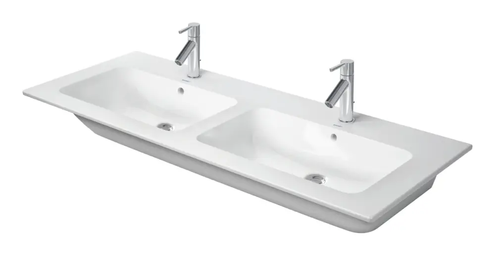 Online Kaufen Duravit ME by Starck Möbeldoppelwaschtisch ohne Hahnloch mit Überlauf 1300 x 490 mm - Weiß Hochglanz mit DuraShield