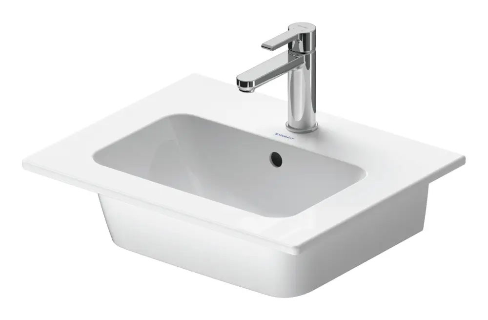 Nur Heute Duravit ME by Starck Möbelwaschtisch ohne Hahnloch mit Überlauf 530 x 430 mm - Weiß Seidenmatt mit DuraShield