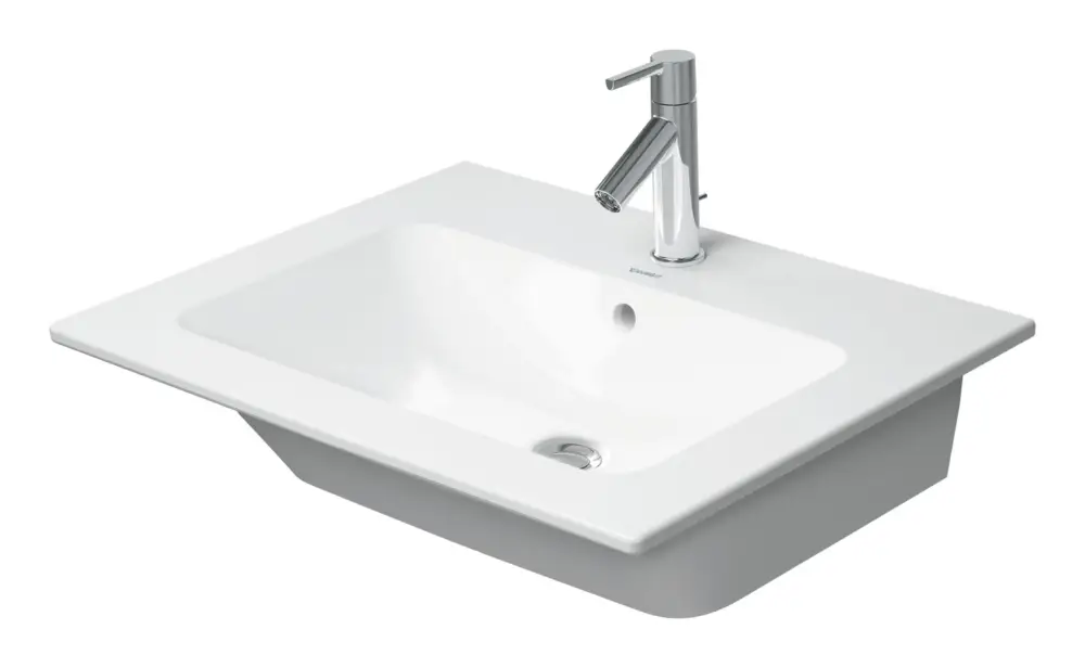 Duravit ME by Starck Möbelwaschtisch mit 1 Hahnloch mit Überlauf 630 x 490 mm - Weiß Seidenmatt mit DuraShield Highlight