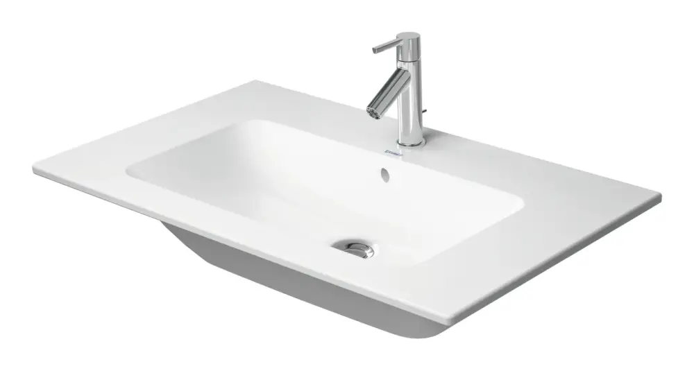 Duravit ME by Starck Möbelwaschtisch ohne Hahnloch mit Überlauf 830 x 490 mm - Weiß Hochglanz mit DuraShield Neu Im Sortiment