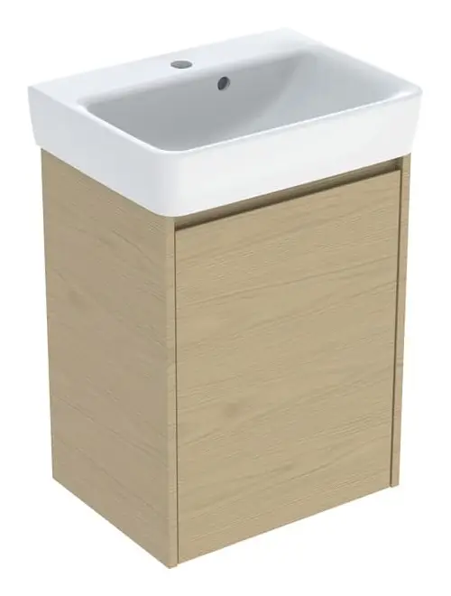 Finale Aktion Geberit Renova Plan Komplett-Set mit Handwaschbecken mit 1 Tür 500 x 697 x 380 mm - Eiche natur