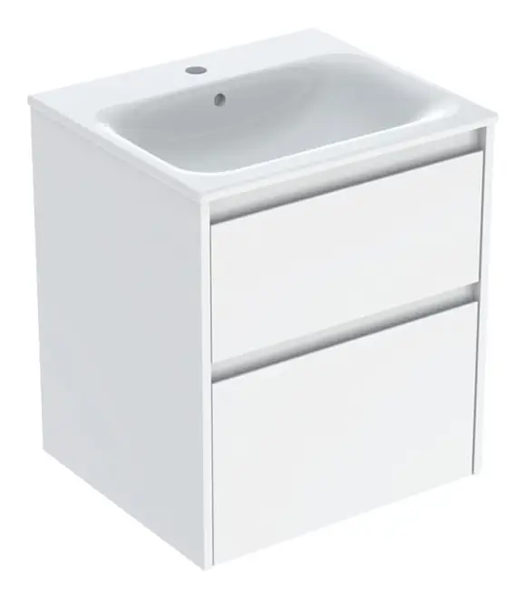 Highlight Geberit Renova Plan Komplett-Set mit 2 Schubladen 550 x 621 x 480 mm - Weiß lackiert seidenglanz