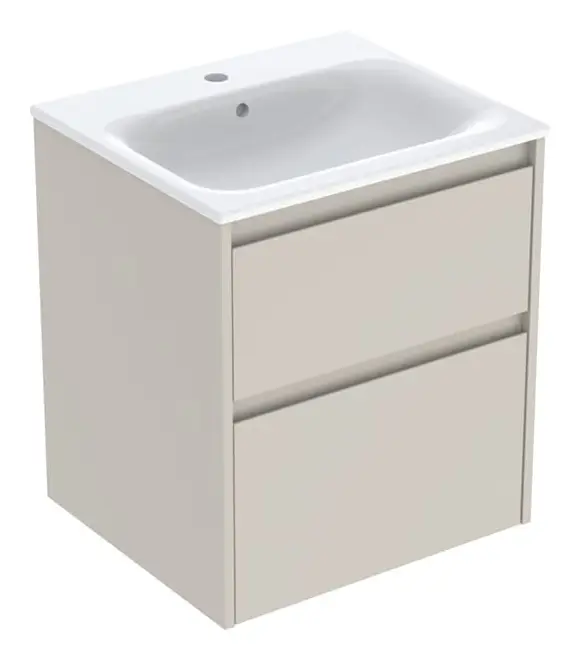Geberit Renova Plan Komplett-Set mit 2 Schubladen 550 x 621 x 480 mm - Sandgrau lackiert seidenmatt mit KeraTect Bestpreis