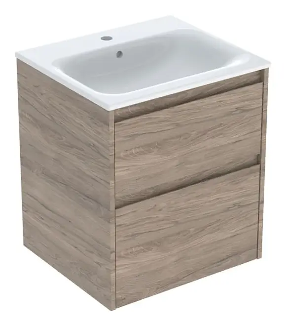 Geberit Renova Plan Komplett-Set mit 2 Schubladen 550 x 621 x 480 mm - Nussbaum hickory mit KeraTect Neu