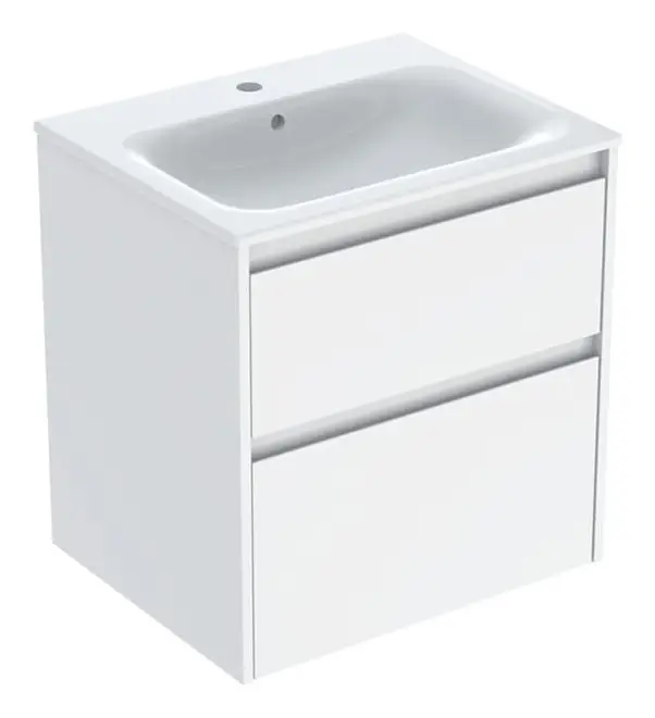 Geberit Renova Plan Komplett-Set mit 2 Schubladen 600 x 621 x 480 mm - Weiß lackiert seidenglanz mit KeraTect Neu