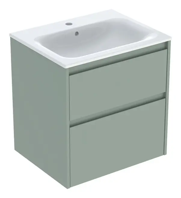 Geberit Renova Plan Komplett-Set mit 2 Schubladen 600 x 621 x 480 mm - Salbeigrün lackiert seidenmatt Zertifiziert