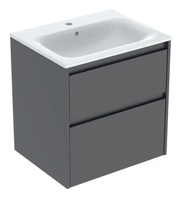 Echt Geberit Renova Plan Komplett-Set mit 2 Schubladen 600 x 621 x 480 mm - Lava lackiert seidenmatt mit KeraTect