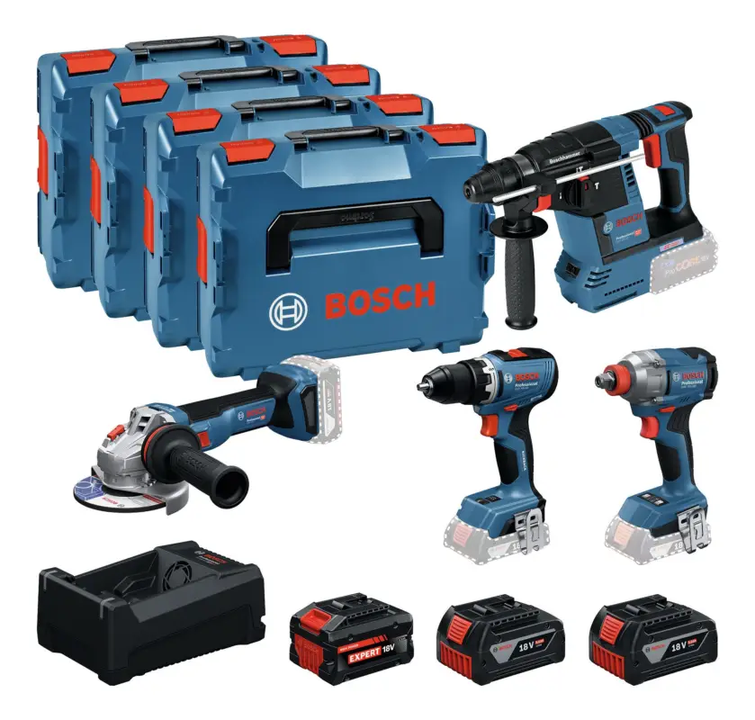 Bosch Professional Combo Kit 18V-Set GSR 18V-65, GDX 18V-285, GBH 18V-26 & GWS 18V-11 Neu