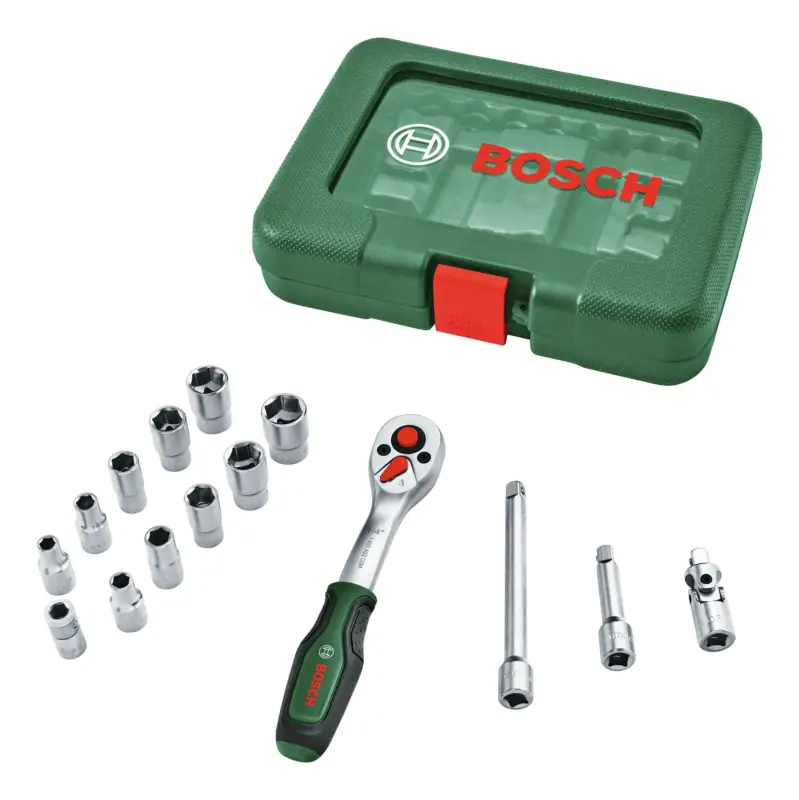 Neu Im Sortiment Bosch Handwerkzeug 1/4"-Ratschen-Set, 15-teilig (Verpackungseinheit 6 Sets)
